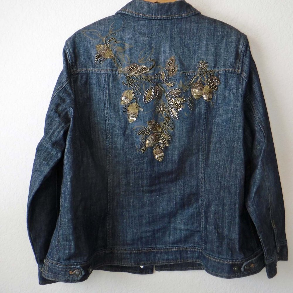 Sequined & Beaded Coldwater Creek Jean Jacket - 20